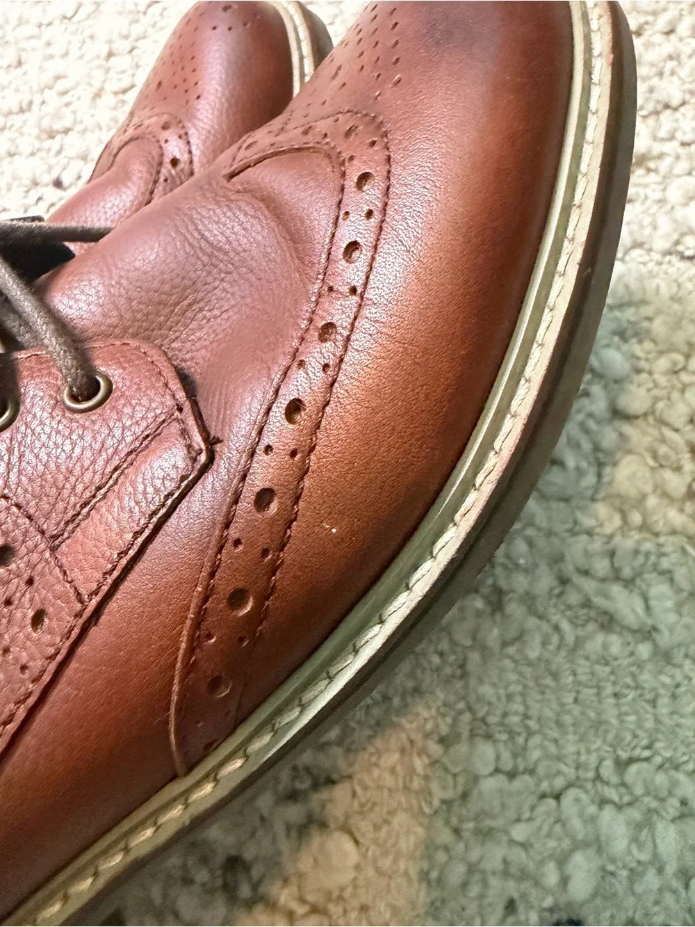 Barbour Men's Brown Leather Wingtip Lace-Up Boots